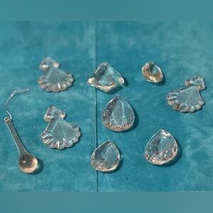 Set of 9 Vintage Antique Crystal Glass Chandelier Drops/Prisms